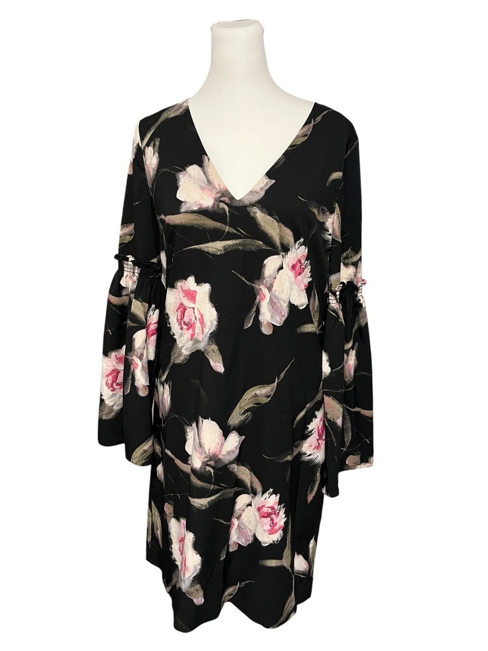 White House Black Market Floral Bell Sleeve Dress Size 2